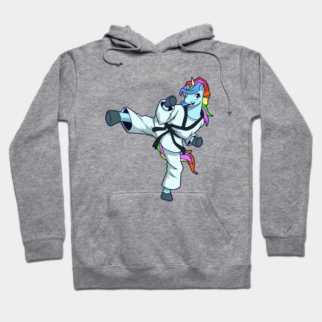 Cartoon unicorn makes Tang Soo Do Hoodie by Modern Medieval Design